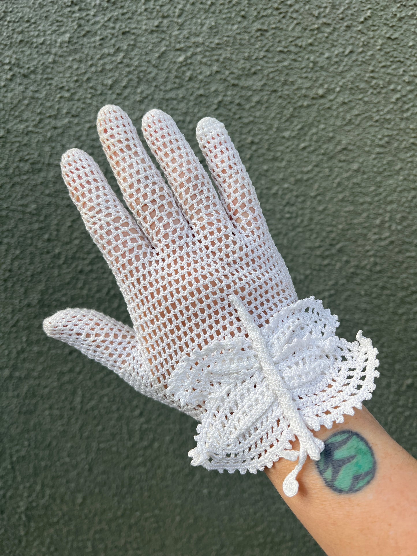 Vintage Crochet Gloves Butterfly