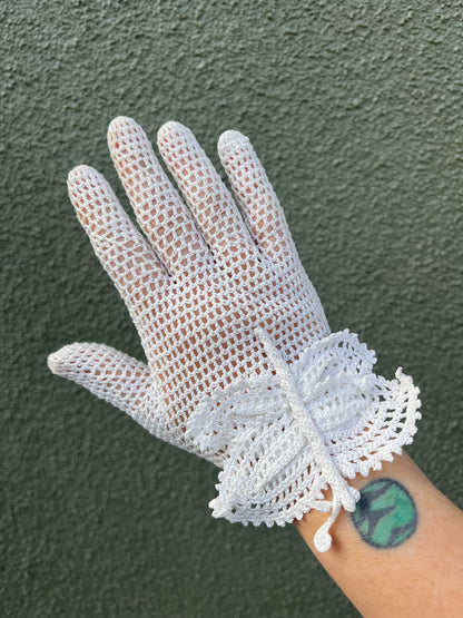 Vintage Crochet Gloves Butterfly