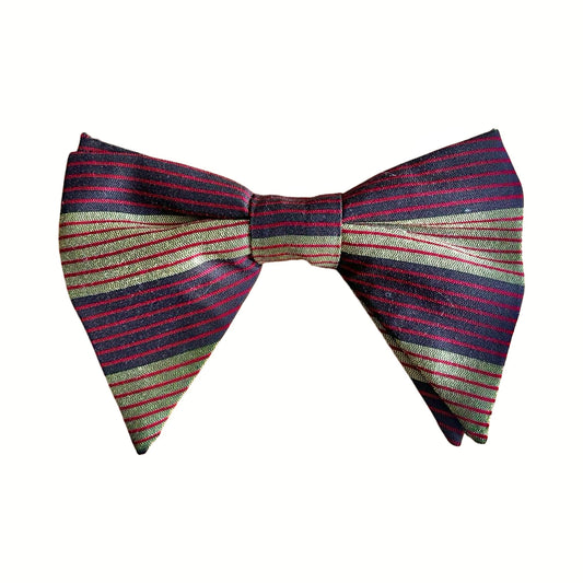 Vintage 70’s Striped Clip On Bow Tie