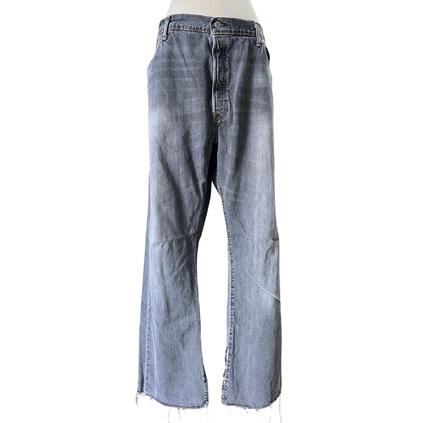 Vintage Y2K Levi’s 501 Distressed Faded Black Raw Cut Hem