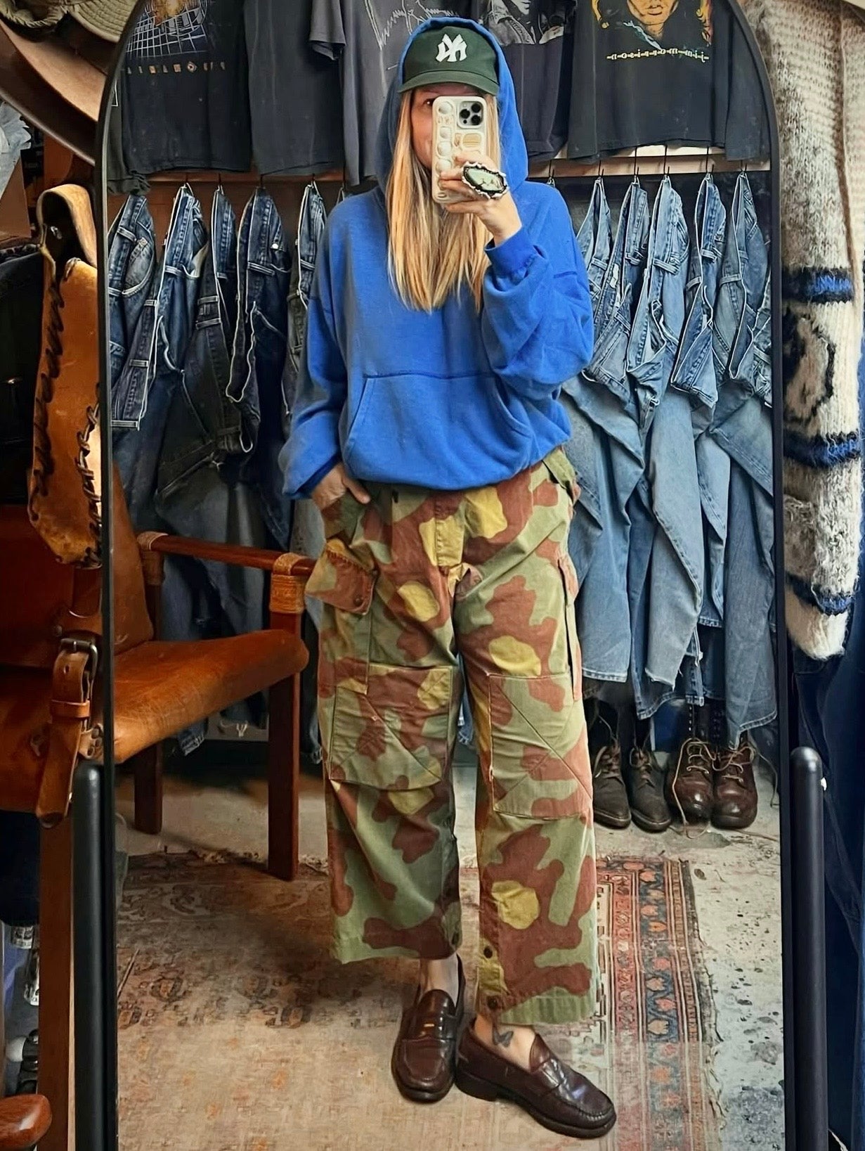 Vintage 1960’s Italian San Marco Camouflage Suspender Cargo Pants 34X27