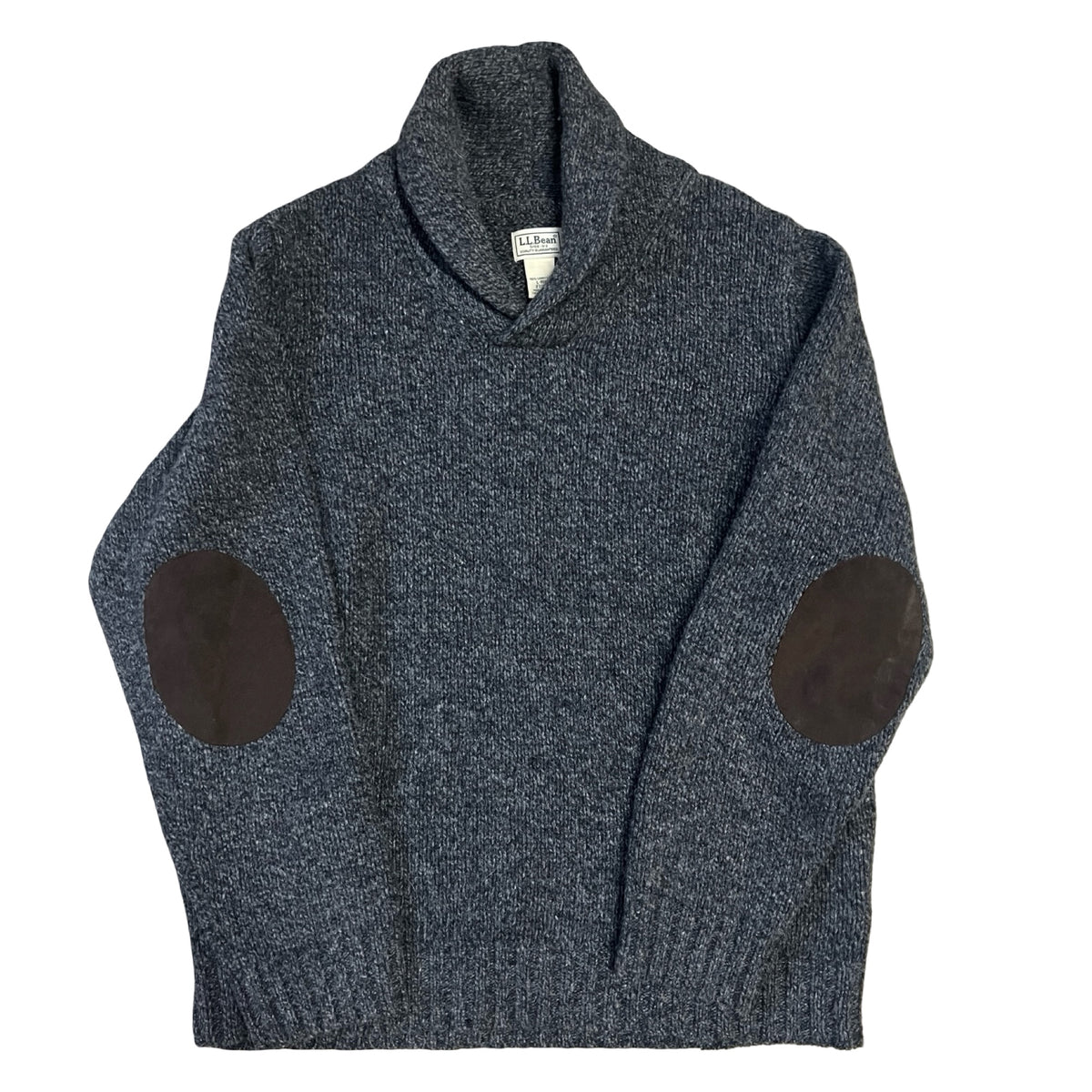 Vintage Y2K LL Bean Mens Shawl Collar Elbow Patches Sweater