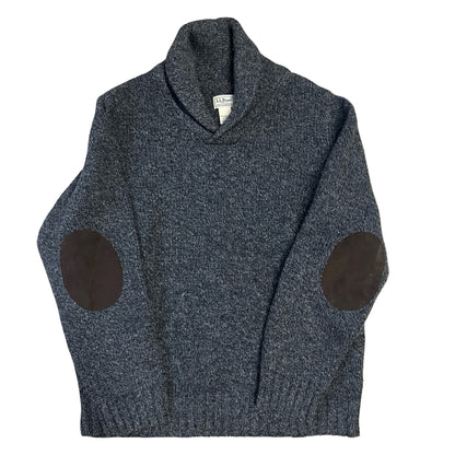 Vintage Y2K LL Bean Mens Shawl Collar Elbow Patches Sweater
