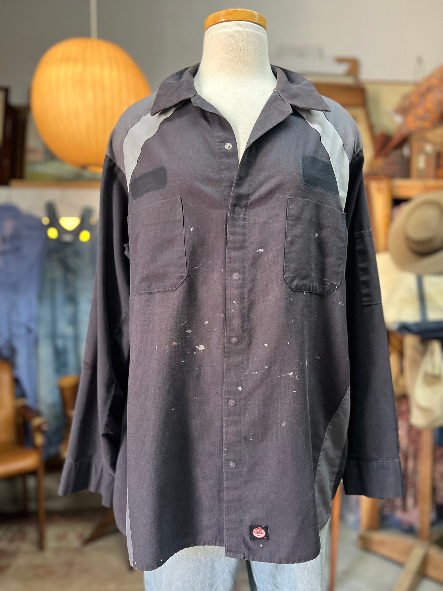 Vintage Distressed Red Kap Snap Front Work Shirt