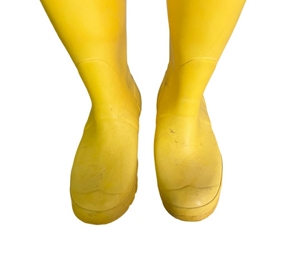 Vintage Hunter Rain Boots Wellies Classic Yellow Mens 7 Womens 8