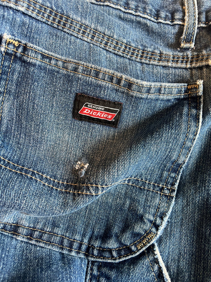 Vintage Dickie’s Distressed Denim Oversized Carpenter Jeans Raw Hem