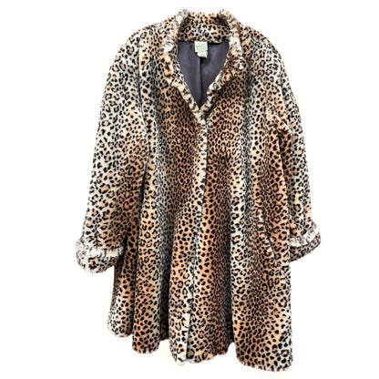 Vintage 1980’s Oversized Faux Fur Leopard Print Coat  XXL