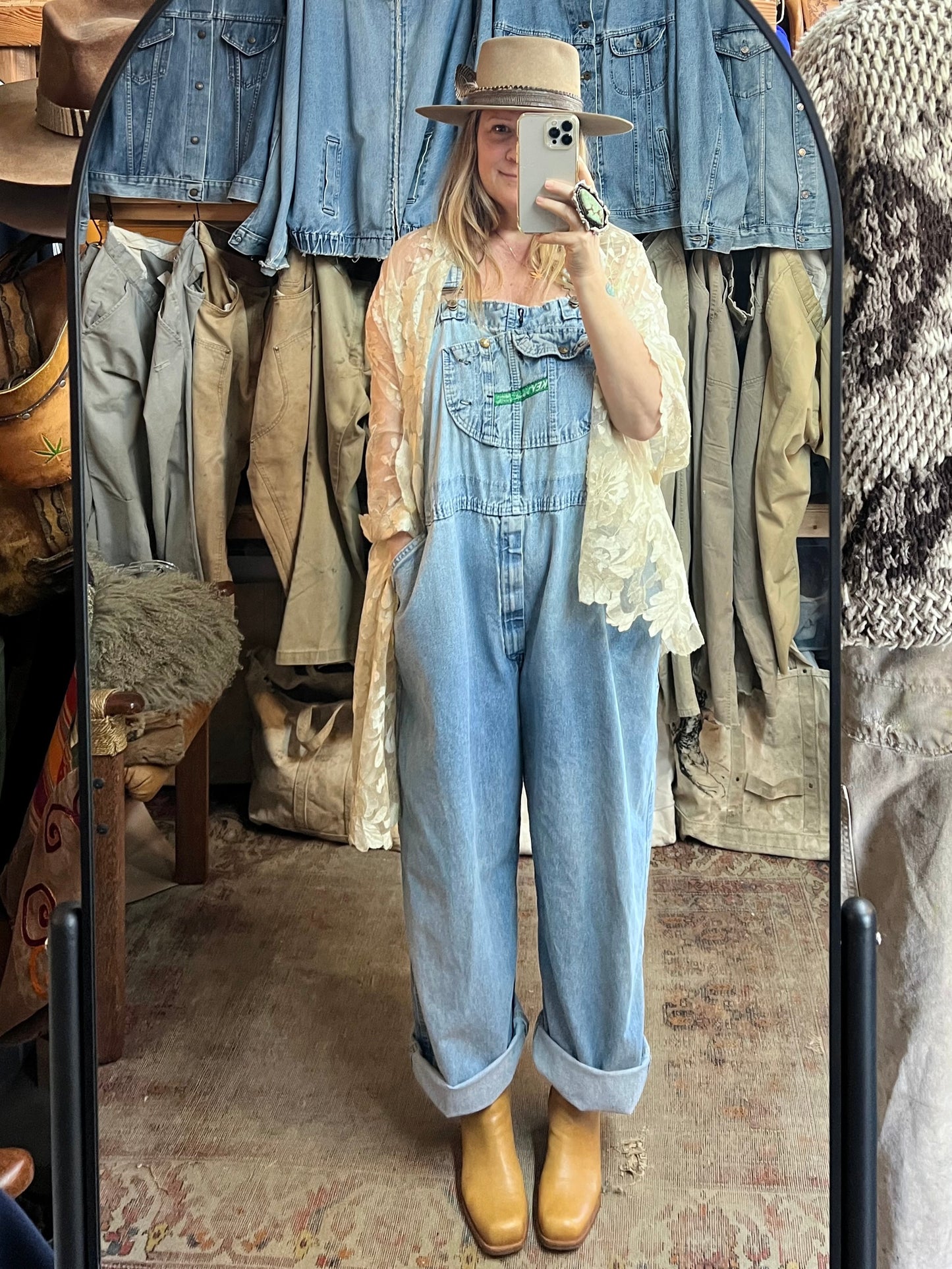 Vintage Distressed & Faded Oversized Key Imperial Overalls