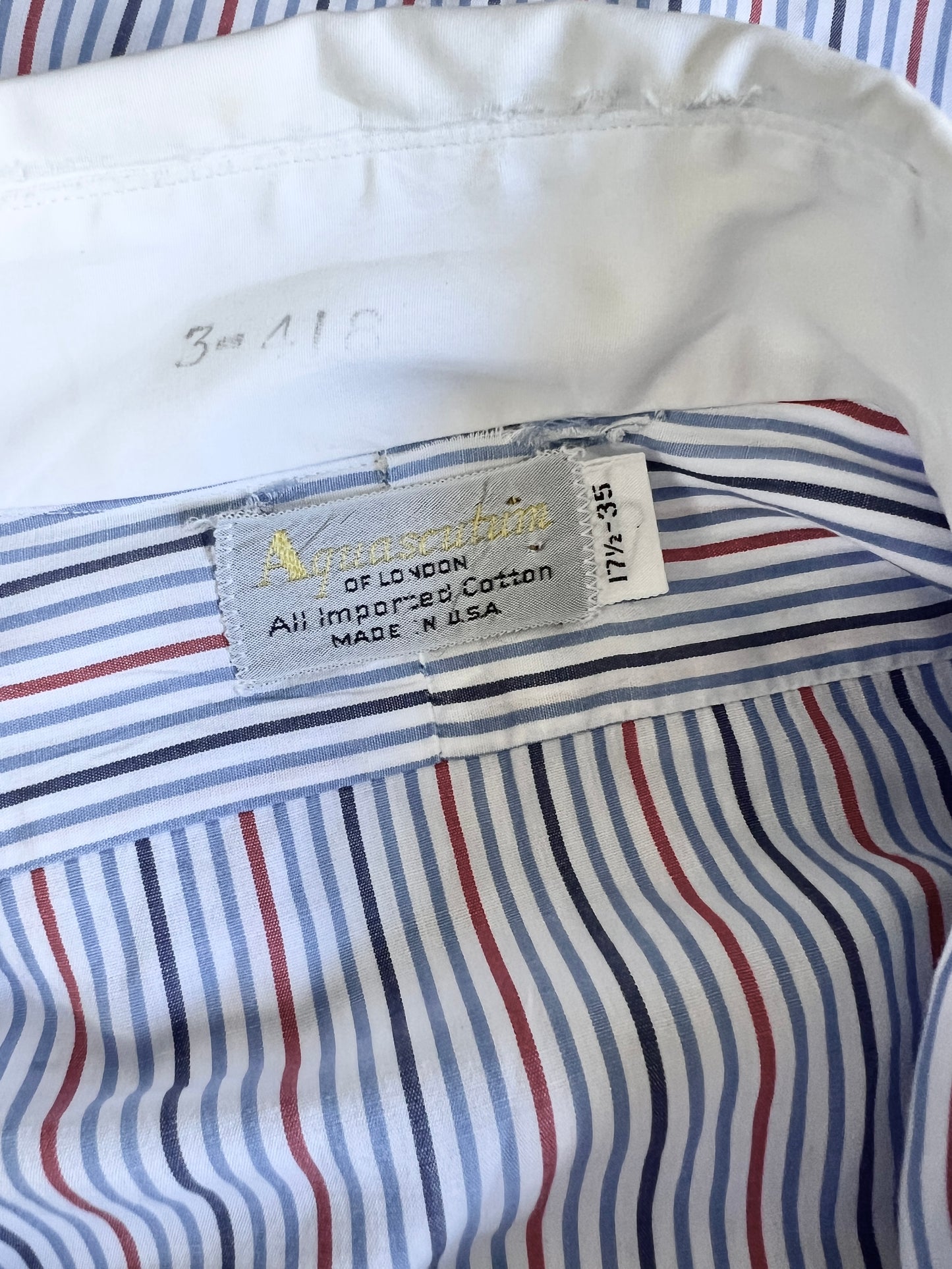 Vintage 1980’s Aquascutum of London Striped Oxford w/ French Collar & Cuffs XL