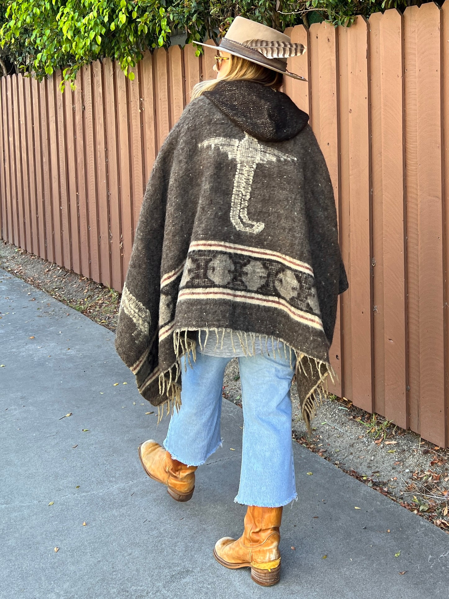 Rare Vintage 1960’s Guatemalan Quetzal Bird Handmade Wool Poncho O/S