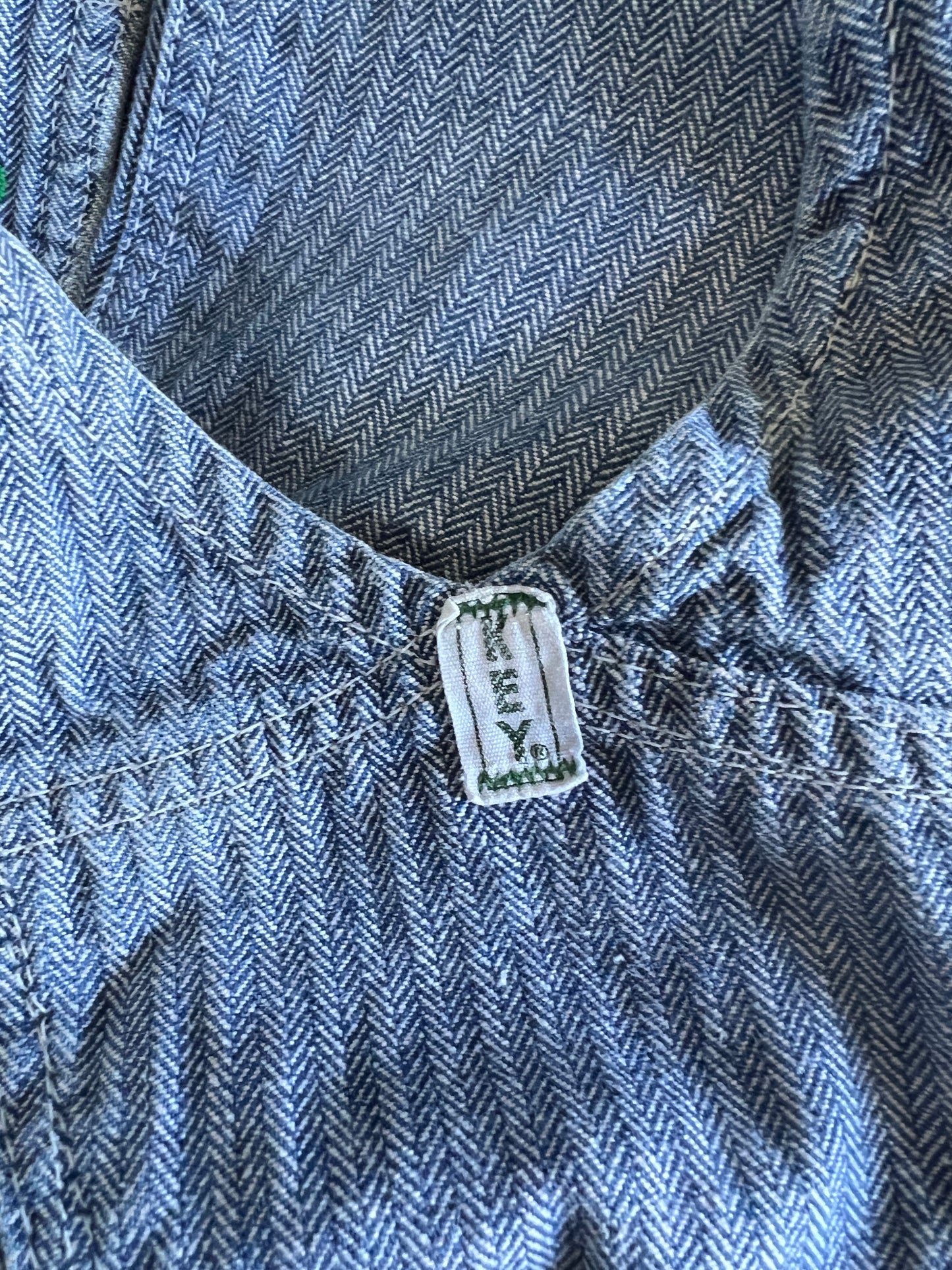 Vintage Key Imperial Herringbone Twill Denim Oversized Overalls 44