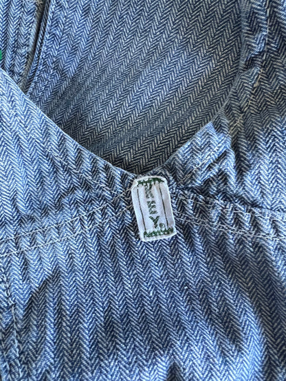 Vintage Key Imperial Herringbone Twill Denim Oversized Overalls 44