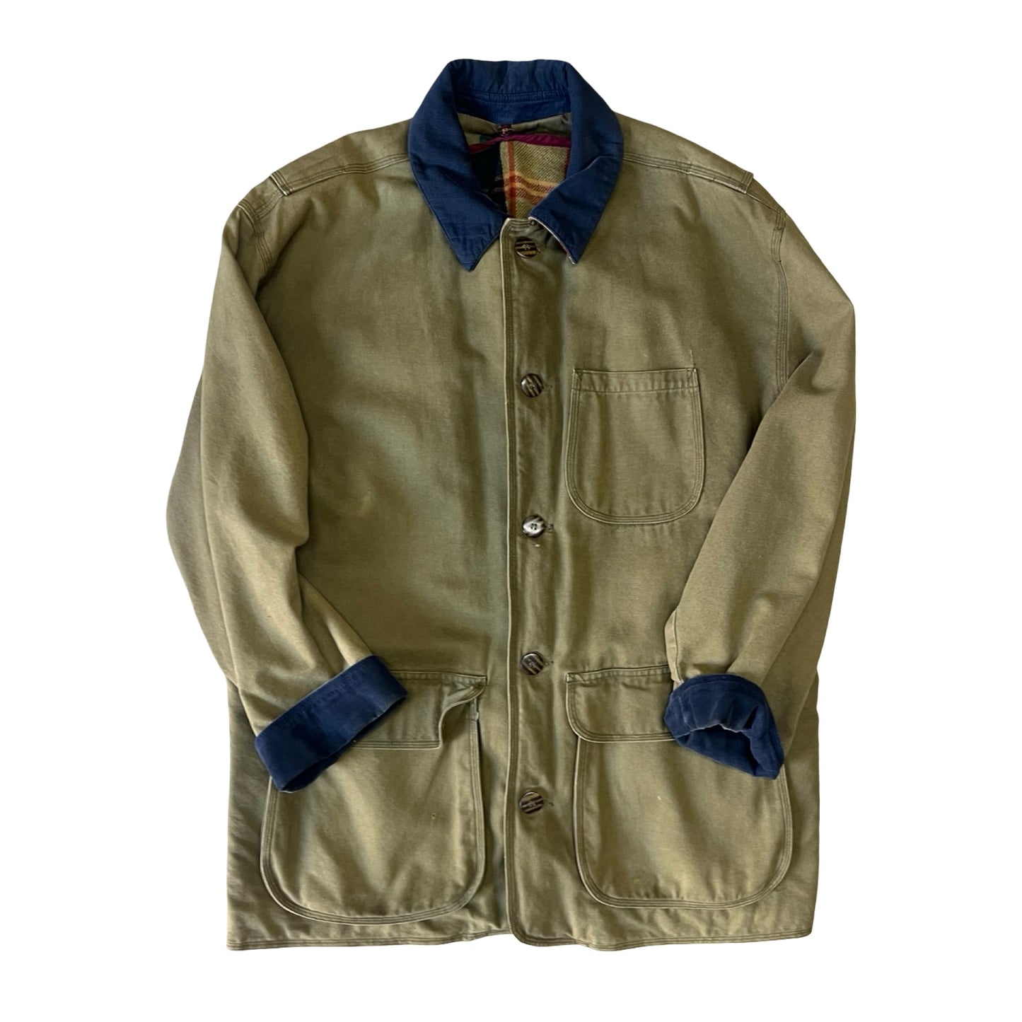 Vintage 90’s J Crew Barn Jacket Chore Coat w/ Removable Flannel Vest M