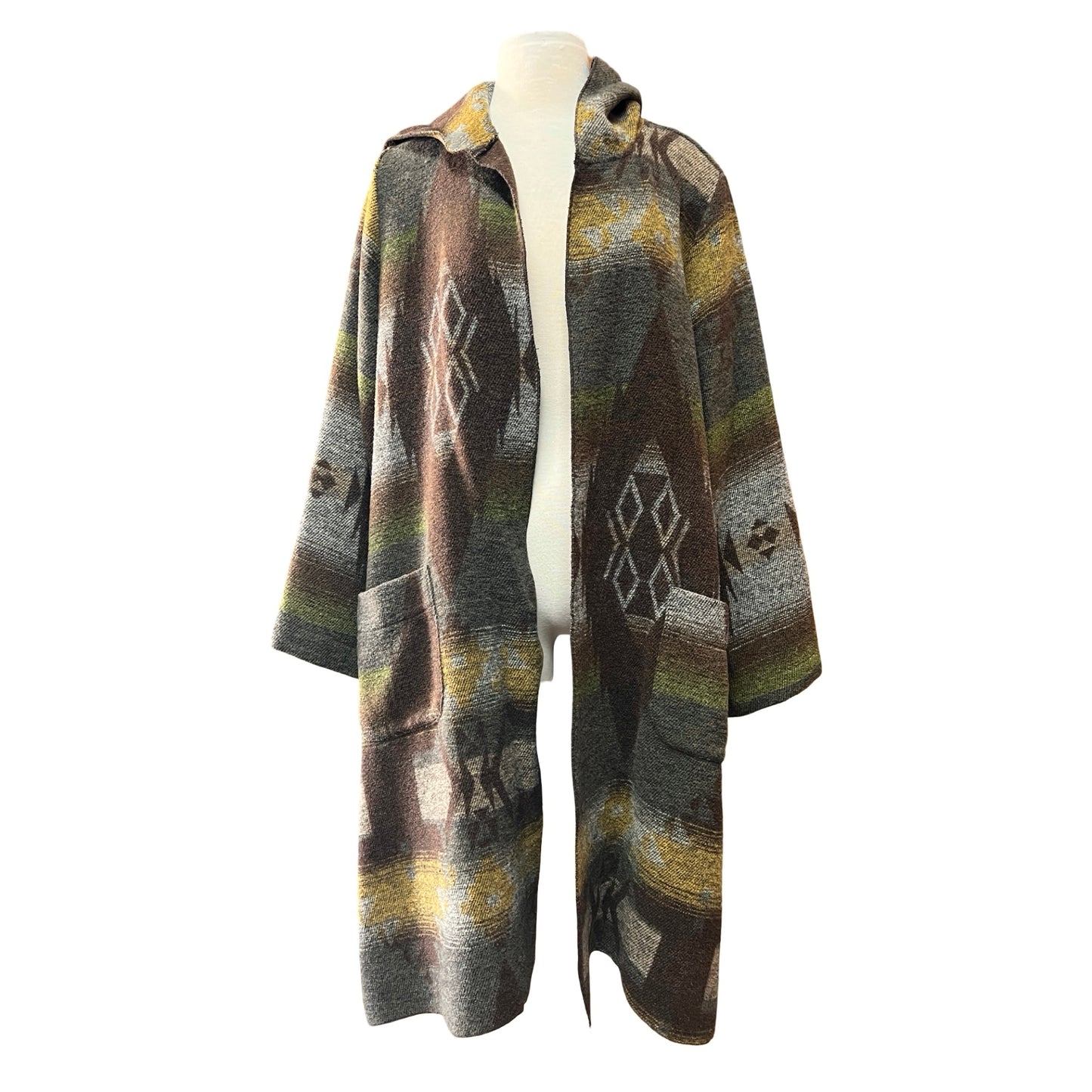 Tysa Aztec Camp Blanket Shawl Collar Oversized Wrap Jacket Never Worn