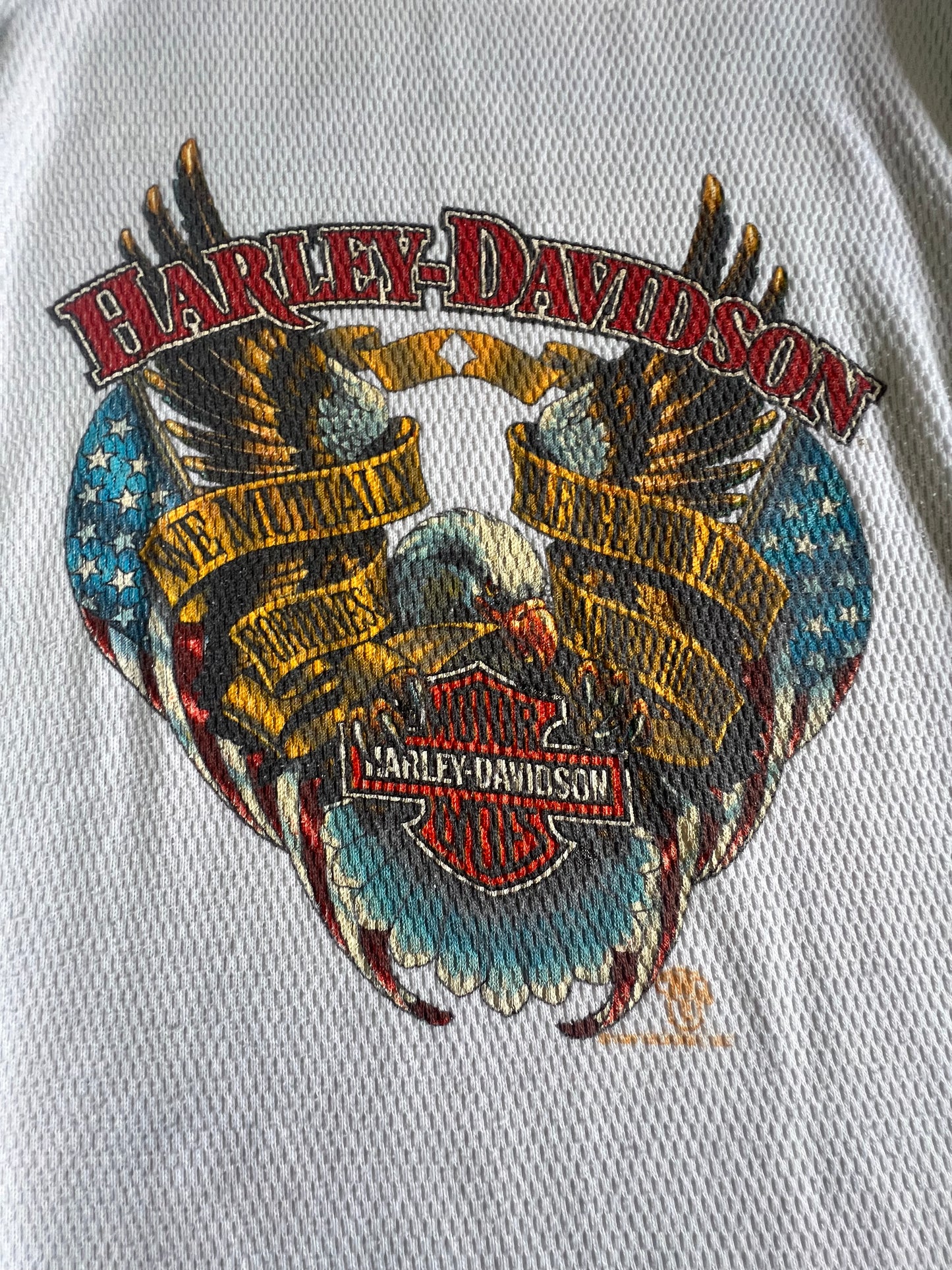 RARE 80’s Vintage Harley Davidson Oversized Distressed Thermal 3XL
