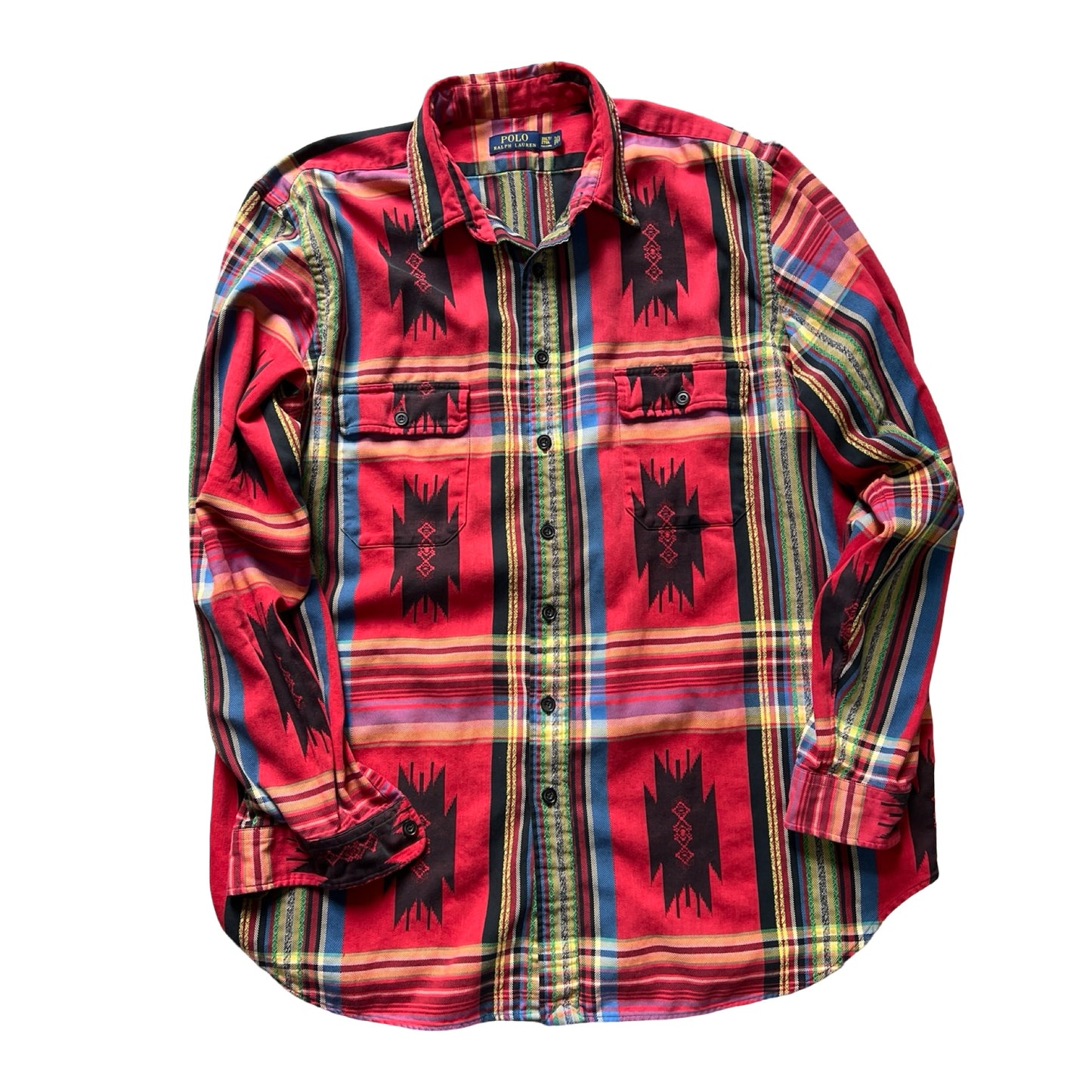 Vintage Polo Ralph Lauren Aztec Print Shirt XXL TG