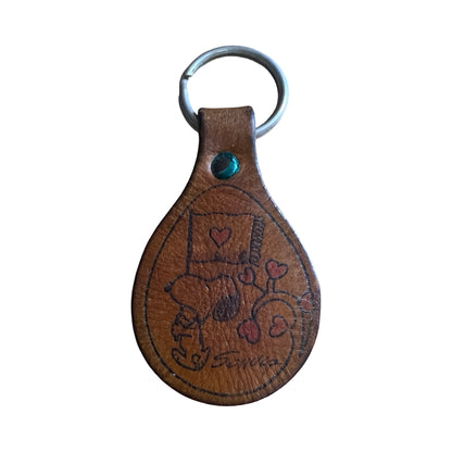 Vintage 1960’s Collectible Aviva Snoopy Tooled Leather Keychain