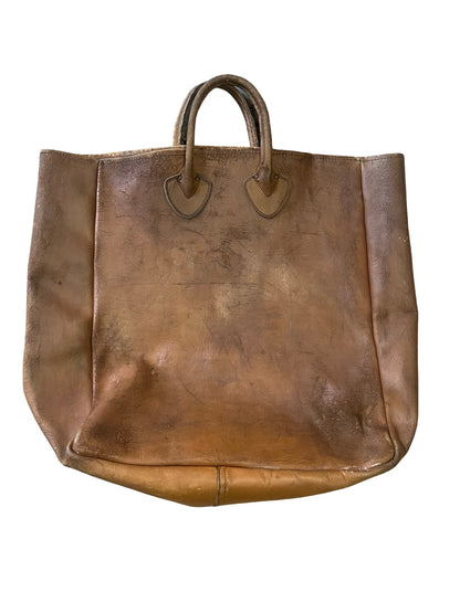 RARE Vintage LL Bean 1970’s Cursive Label Distressed Leather Tote XL