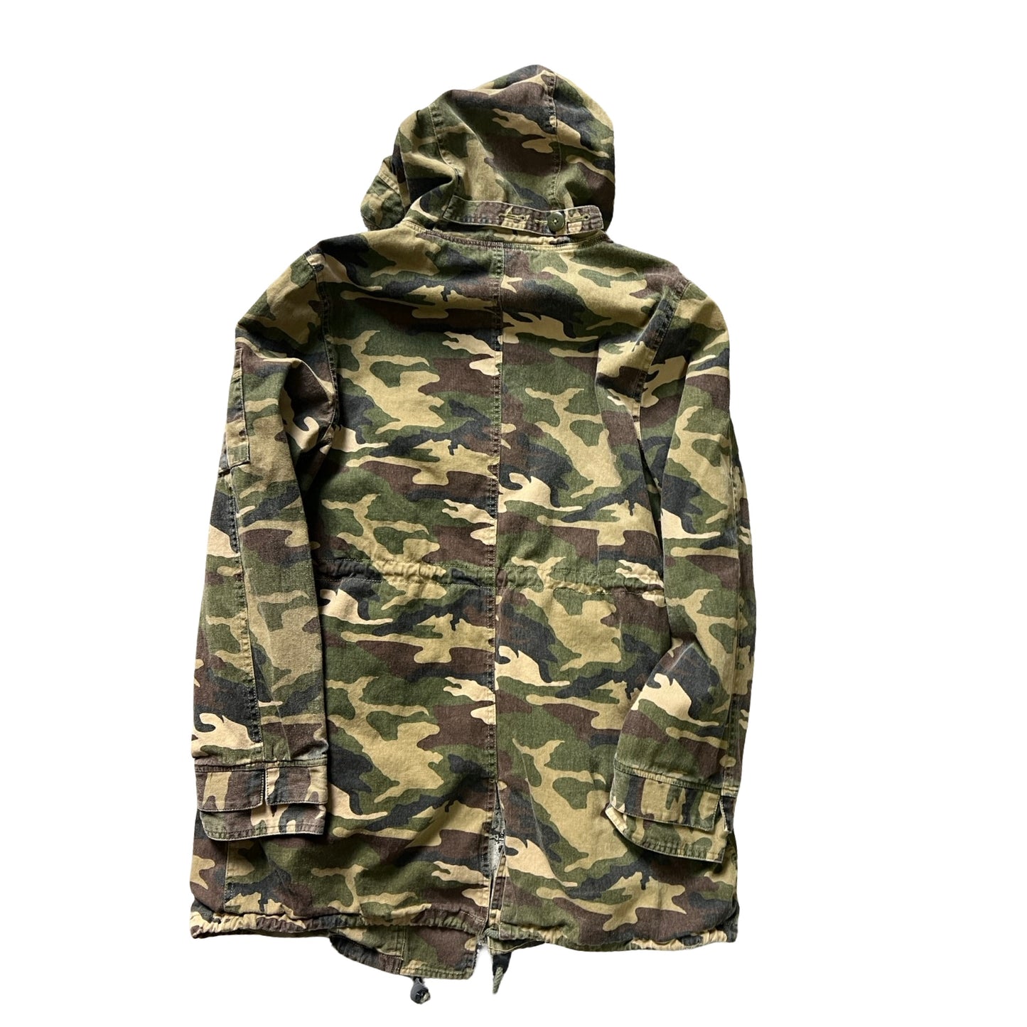 Capulet Hooded Camo Snap Zip Front Funnel Neck Hooded Jacket L