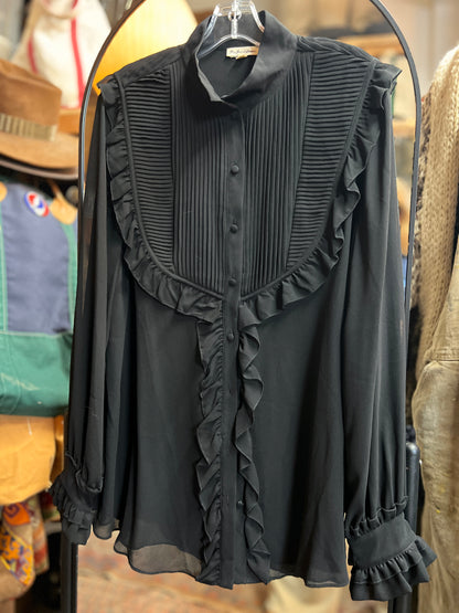 For Love & Lemons Sheer Ruffle Top L