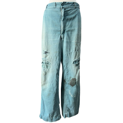Vintage 1950’s Big Mac Sanforized Heavily Distressed w/ Original Repairs Work Pants