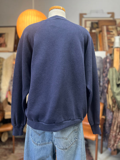 Vintage 80’s Flocked Penn State University Raglan Crewneck L/XL