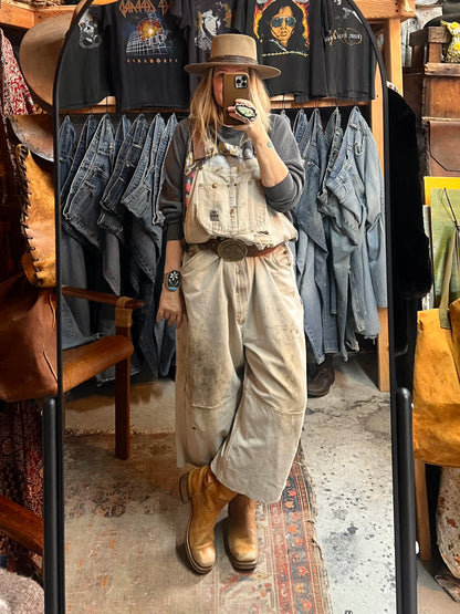 Vintage Heavily Distressed Oversized Double Knee Reed Canvas Overalls 52