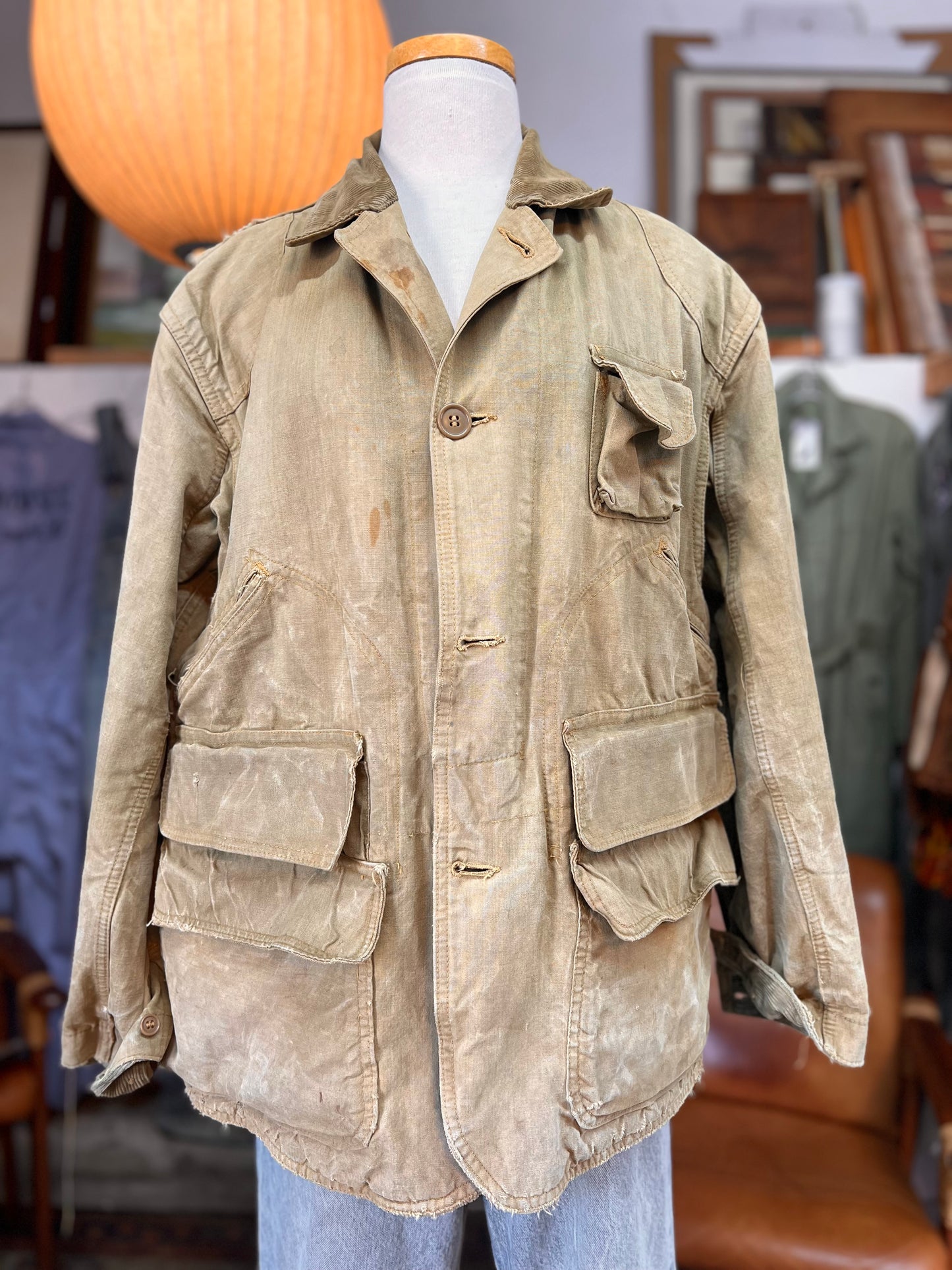 Vintage 1950’s Duxbak Hunting Jacket Heavily Distressed XL
