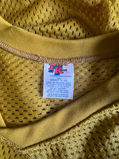 Vintage 1980’s Fab Knit Gold Metallic Mesh Football Jersey L/XL