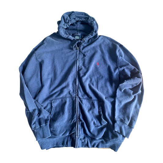 Vintage Oversized Polo Ralph Lauren Faded Zip Hoodie 3XL