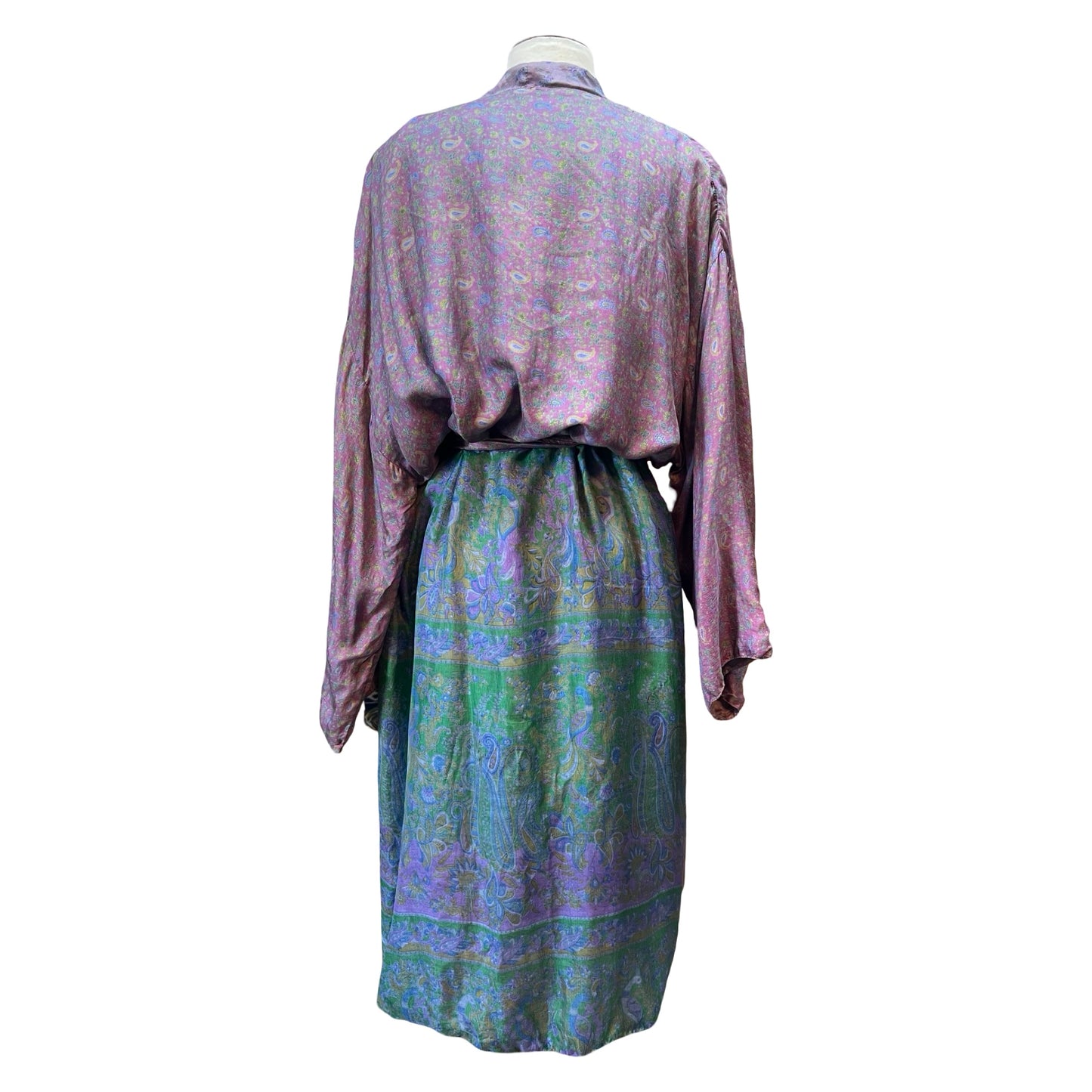 Vintage Handmade Reversible Silk Kimono Robe O/S