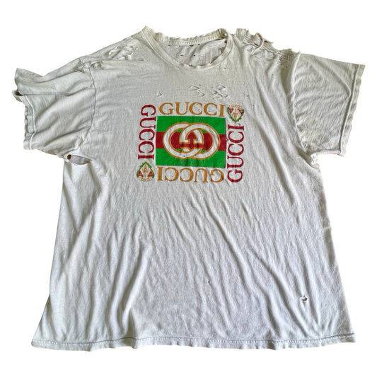Vintage 80’s Thrashed Bootleg Gucci Tee XL