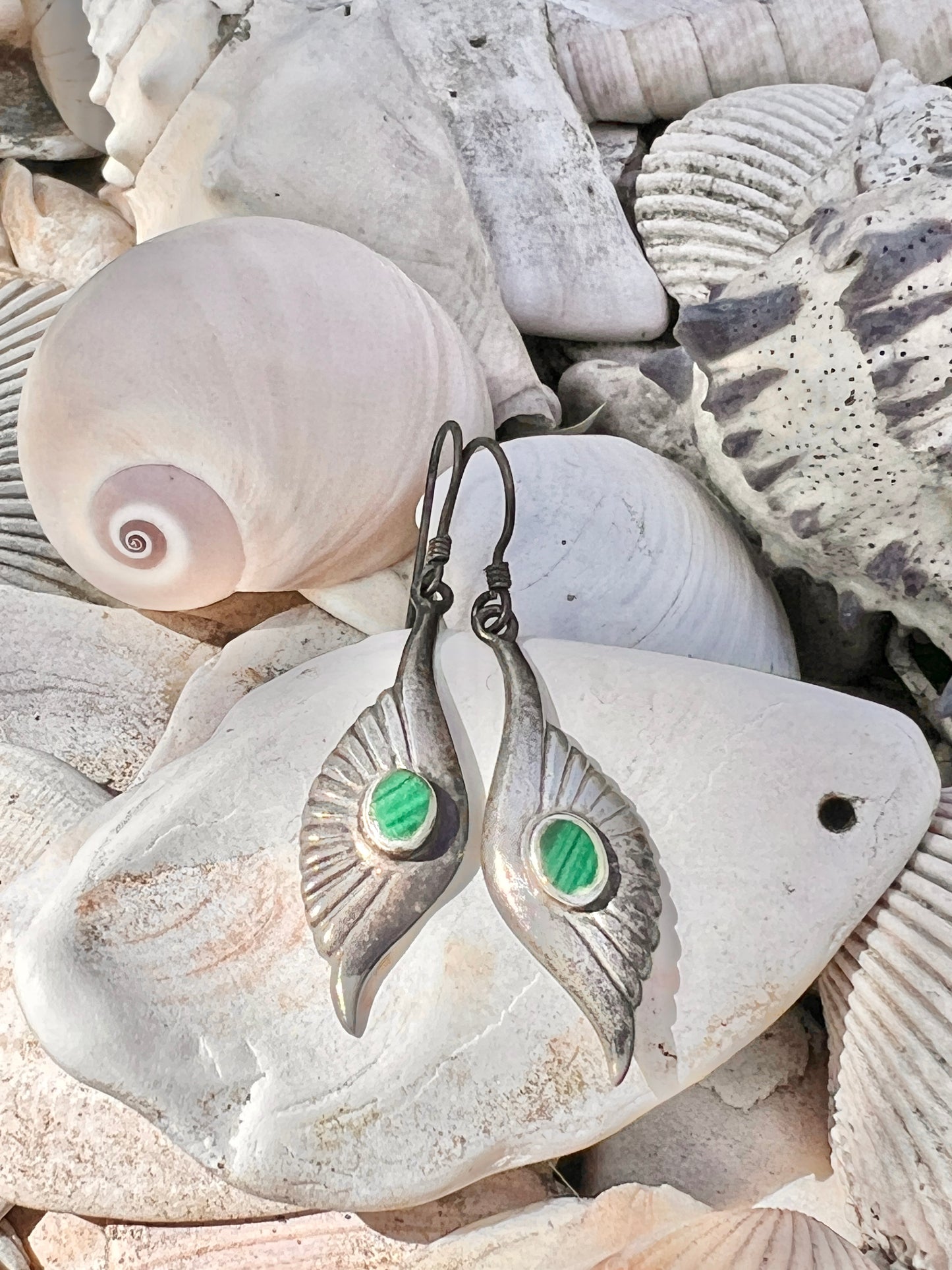 Vintage Rare Navajo Sterling Silver and Malachite Earrings