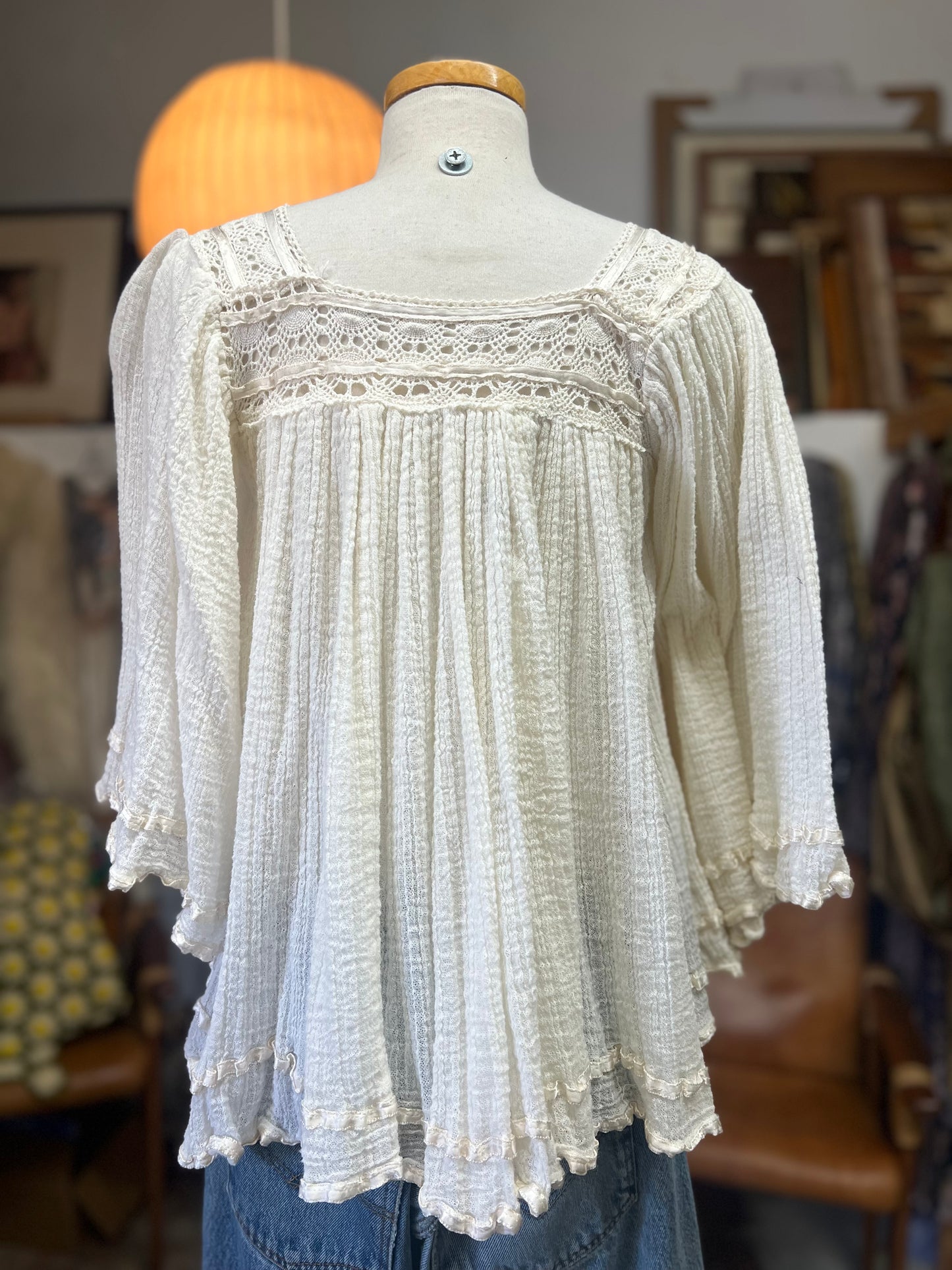 Vintage 70’s Billowy Gauze Goddess Top S/M