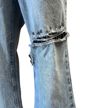 Vintage Distressed Levi’s Orange Tab 517 Flares Made in USA El Paso, TX 36 x 30