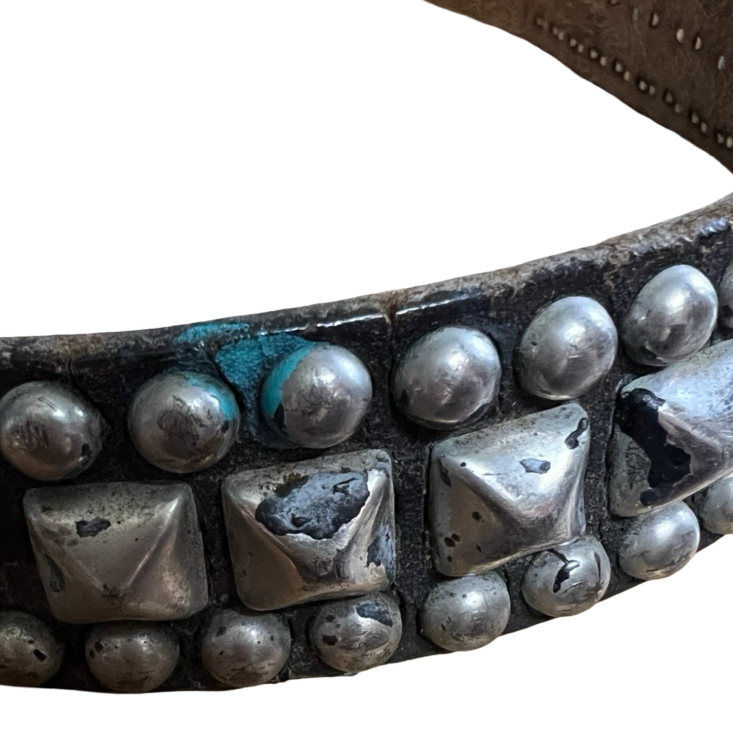 Rare Authentic 1980’s Vintage Distressed Punk Studded Belt Worn to Perfection 42”