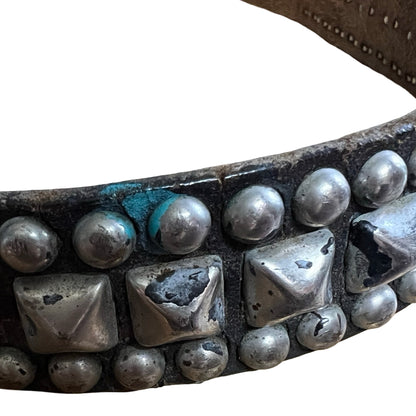 Rare Authentic 1980’s Vintage Distressed Punk Studded Belt Worn to Perfection 42”