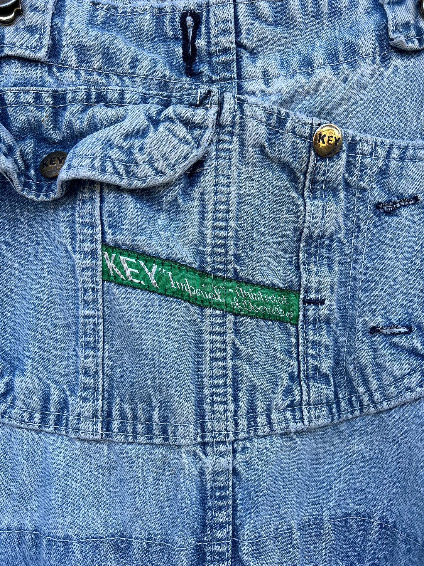 Vintage Distressed & Faded Oversized Key Imperial Overalls
