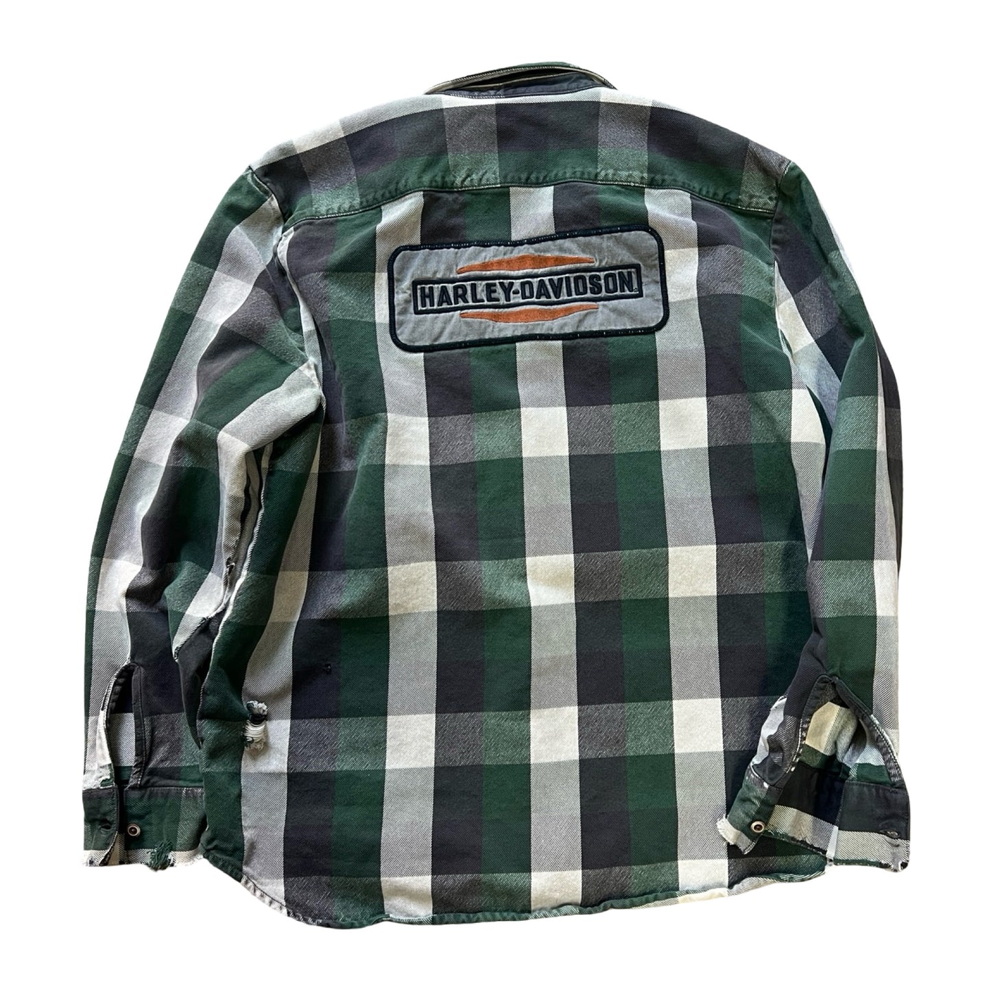 Vintage Faded & Heavily Distressed Heavyweight Harley Davidson Flannel XXL