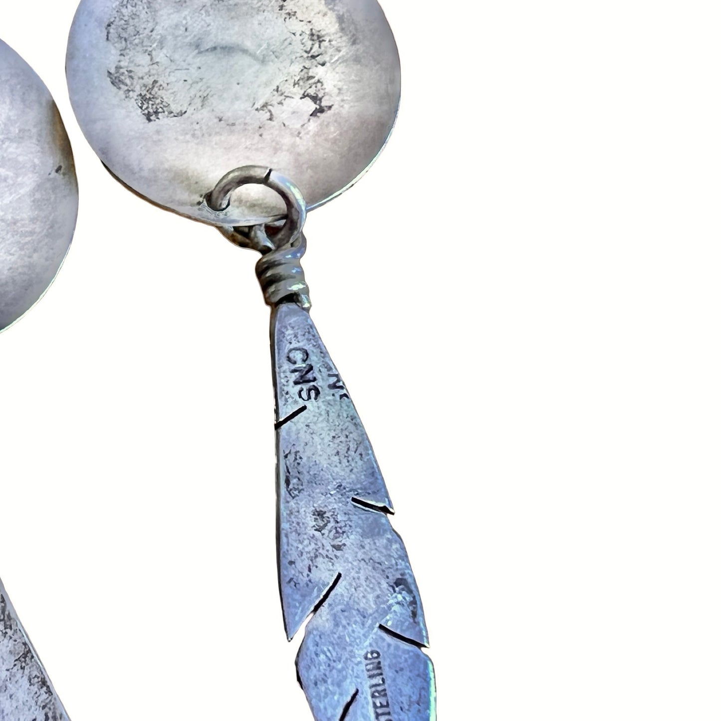Vintage Navajo Signed Sterling Silver Dream Catcher Earrings