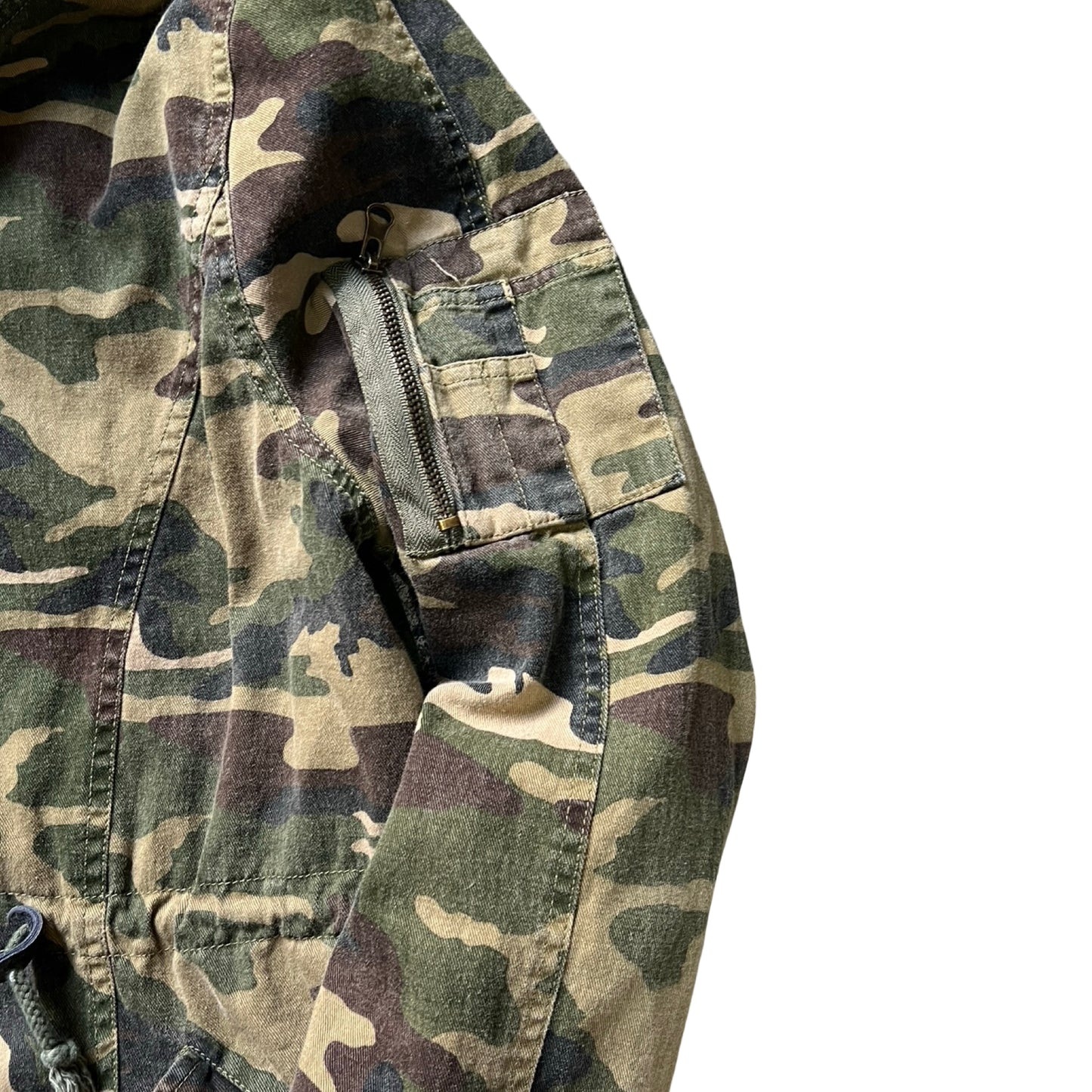 Capulet Hooded Camo Snap Zip Front Funnel Neck Hooded Jacket L