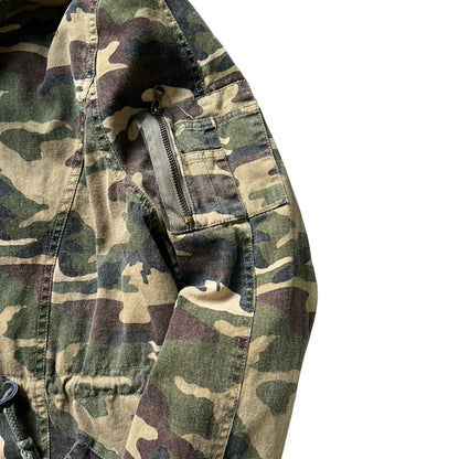 Capulet Hooded Camo Snap Zip Front Funnel Neck Hooded Jacket L