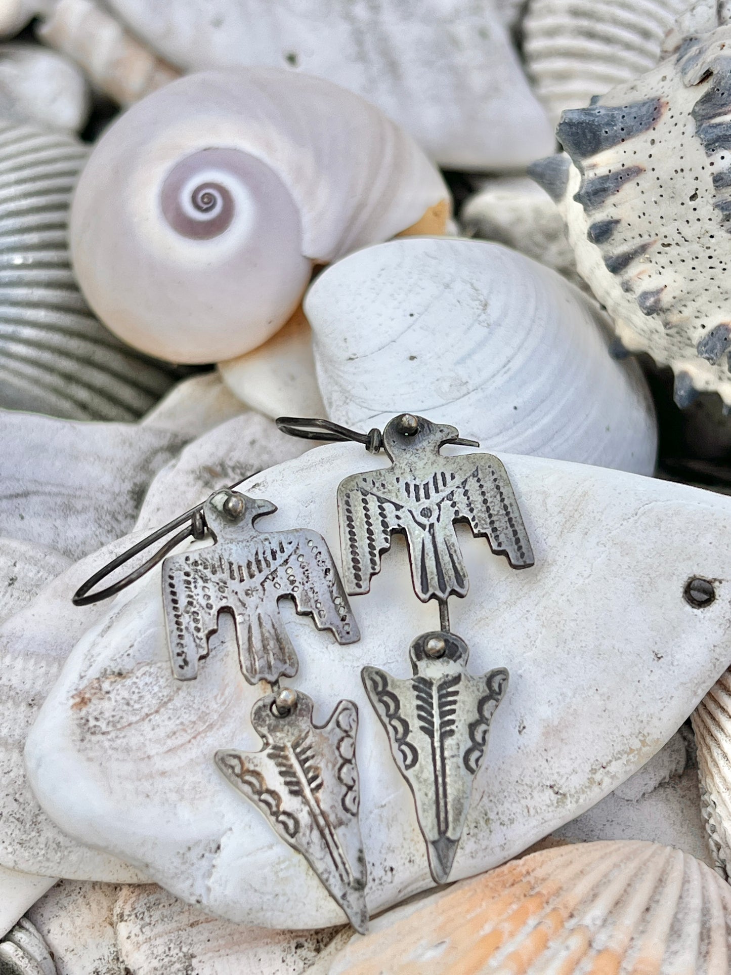Vintage 1970’s Navajo Sterling Silver Thunderbird Earrings