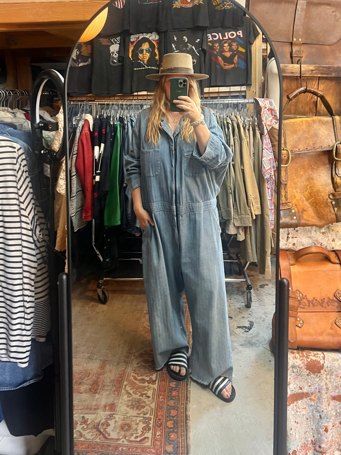 Vintage Oversized Berne Herringbone Twill Denim Jumpsuit XXL