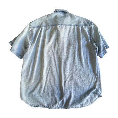 Vintage 90’s American Blue Oversized Faded Soft S/S Denim Shirt XXL