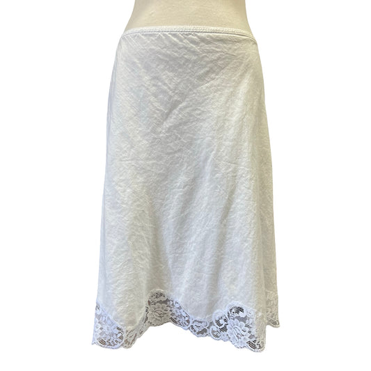 Vintage Soft Sheer Cotton Lace Trim Slip Skirt S/M