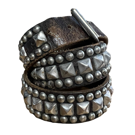 Rare Authentic 1980’s Vintage Distressed Punk Studded Belt Worn to Perfection 42”