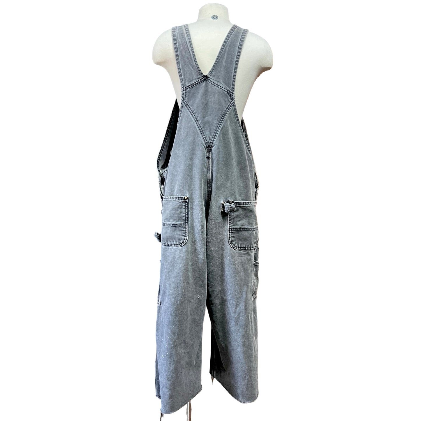 Vintage Heavily Distressed Carhartt Double Knee Faded Black Overalls
