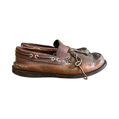 Vintage 1960’s Weron Distressed & Worn To Perfection Leather Boat Shoes Mens 8.5 Women’s 10