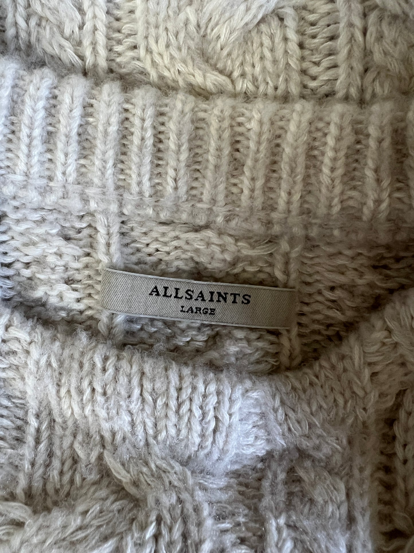 All Saints Oversized Wool Blend Cable Knit Sweater L